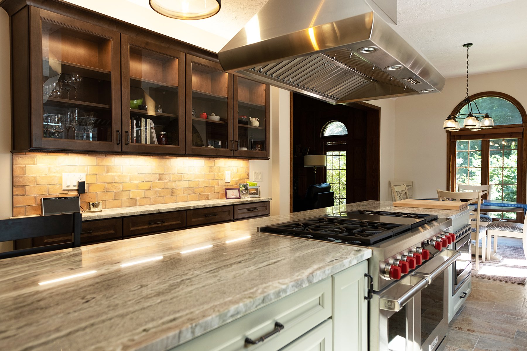Modern kitchen remodel with high-end appliances and a large countertop